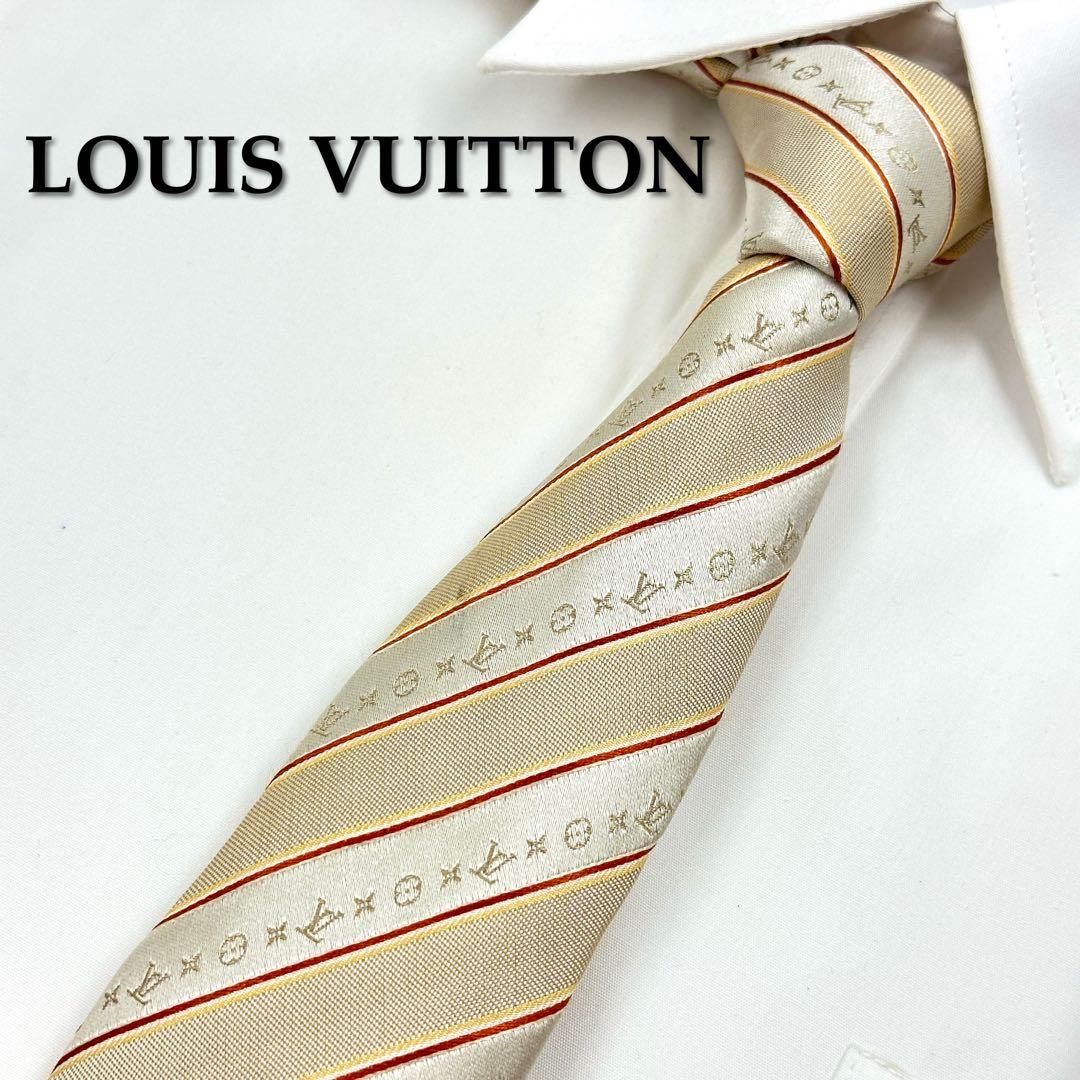 ✨️美品✨️ ルイヴィトン ネクタイ 高級シルク モノグラム ストライプ