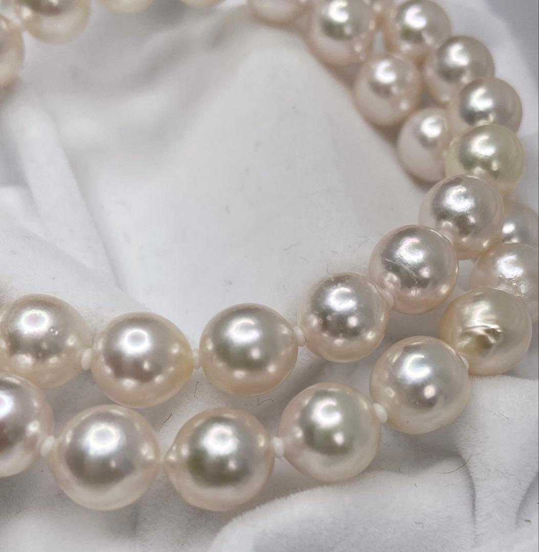 【テリ強 大珠】あこや真珠 約8mm パール ネックレス SV 本真珠