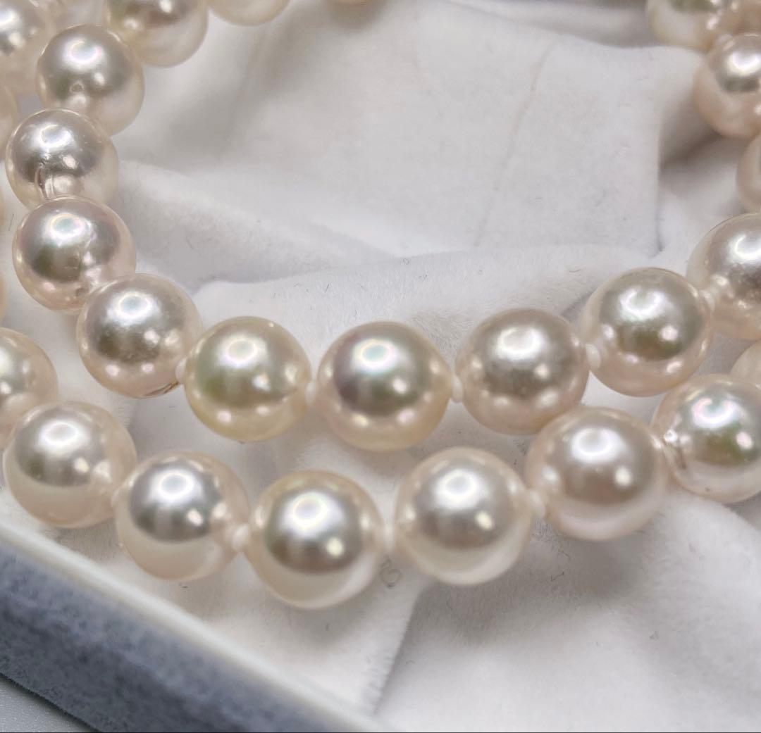 【テリ強 大珠】あこや真珠 約8mm パール ネックレス SV 本真珠