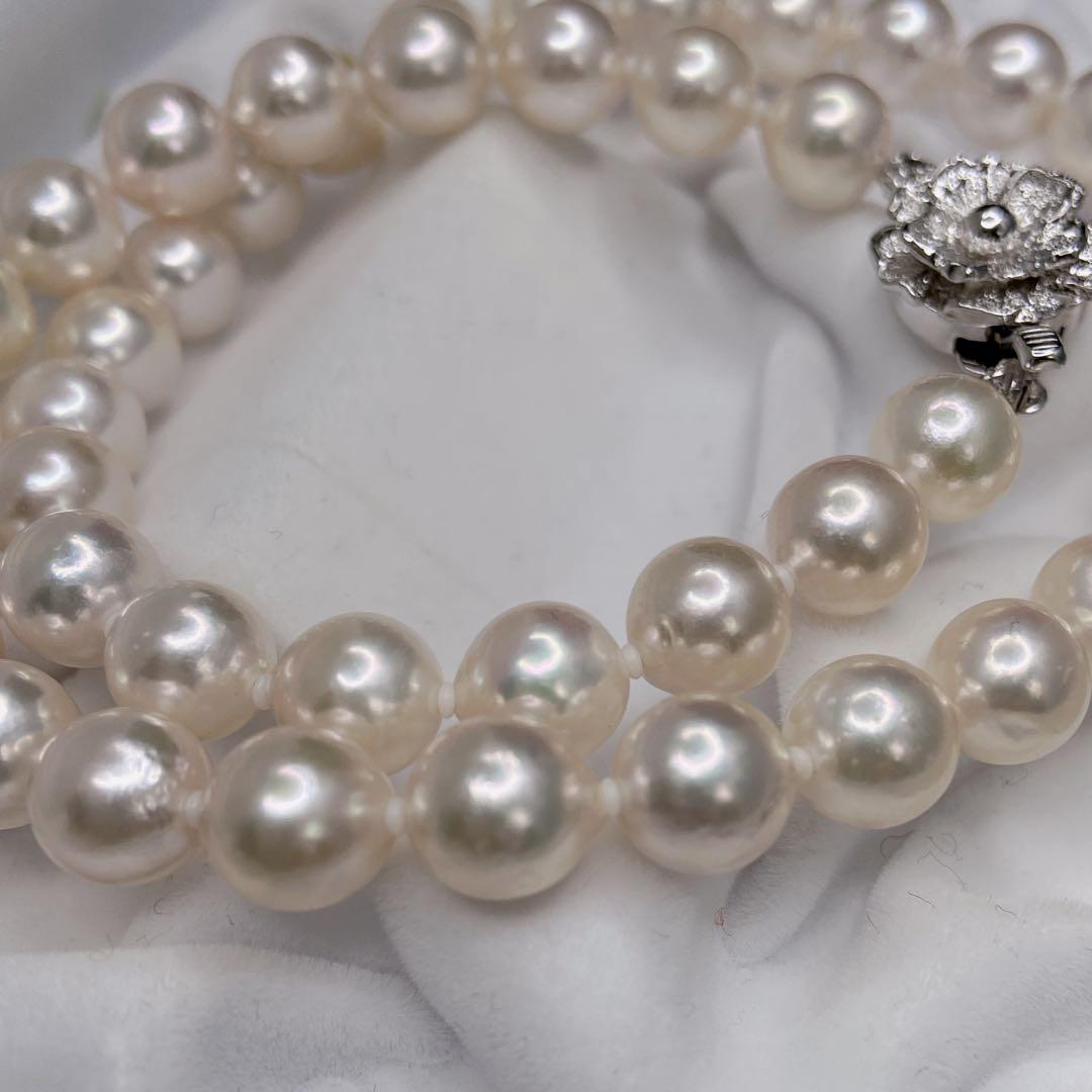 【テリ強 大珠】あこや真珠 約8mm パール ネックレス SV 本真珠