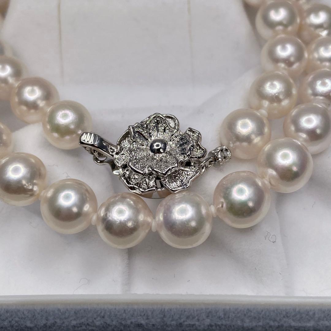 【テリ強 大珠】あこや真珠 約8mm パール ネックレス SV 本真珠