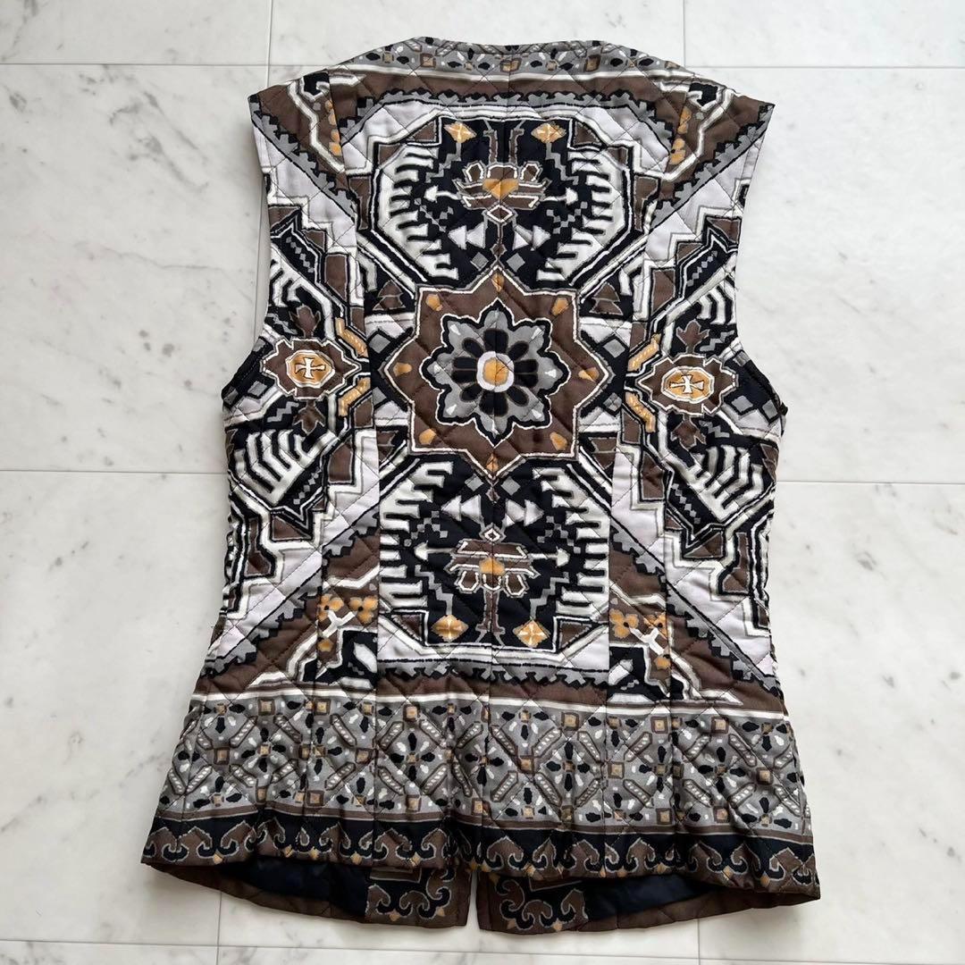 ETRO シルク バンダナ キルティング中綿ベスト チャコール 38