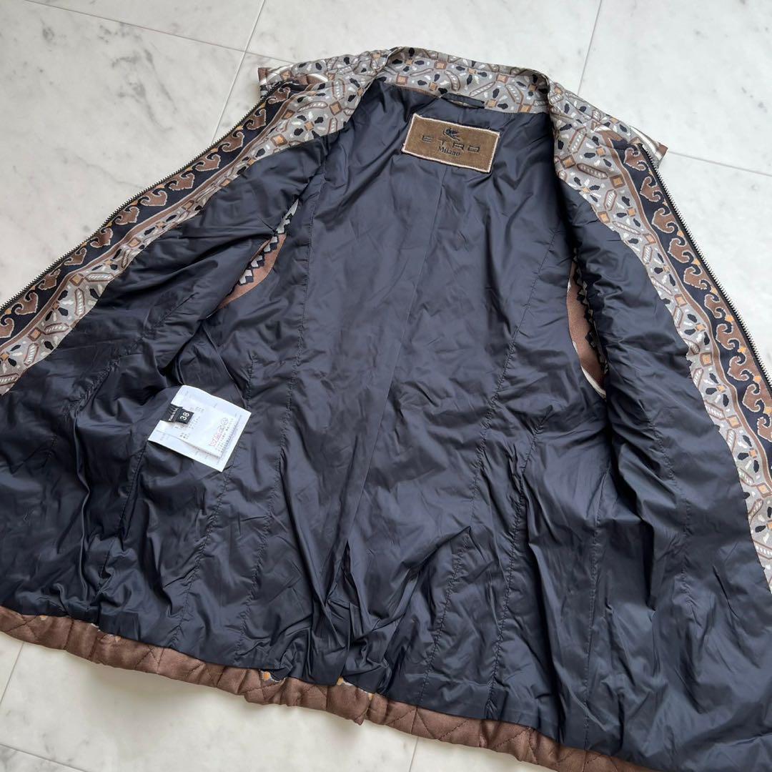 ETRO シルク バンダナ キルティング中綿ベスト チャコール 38