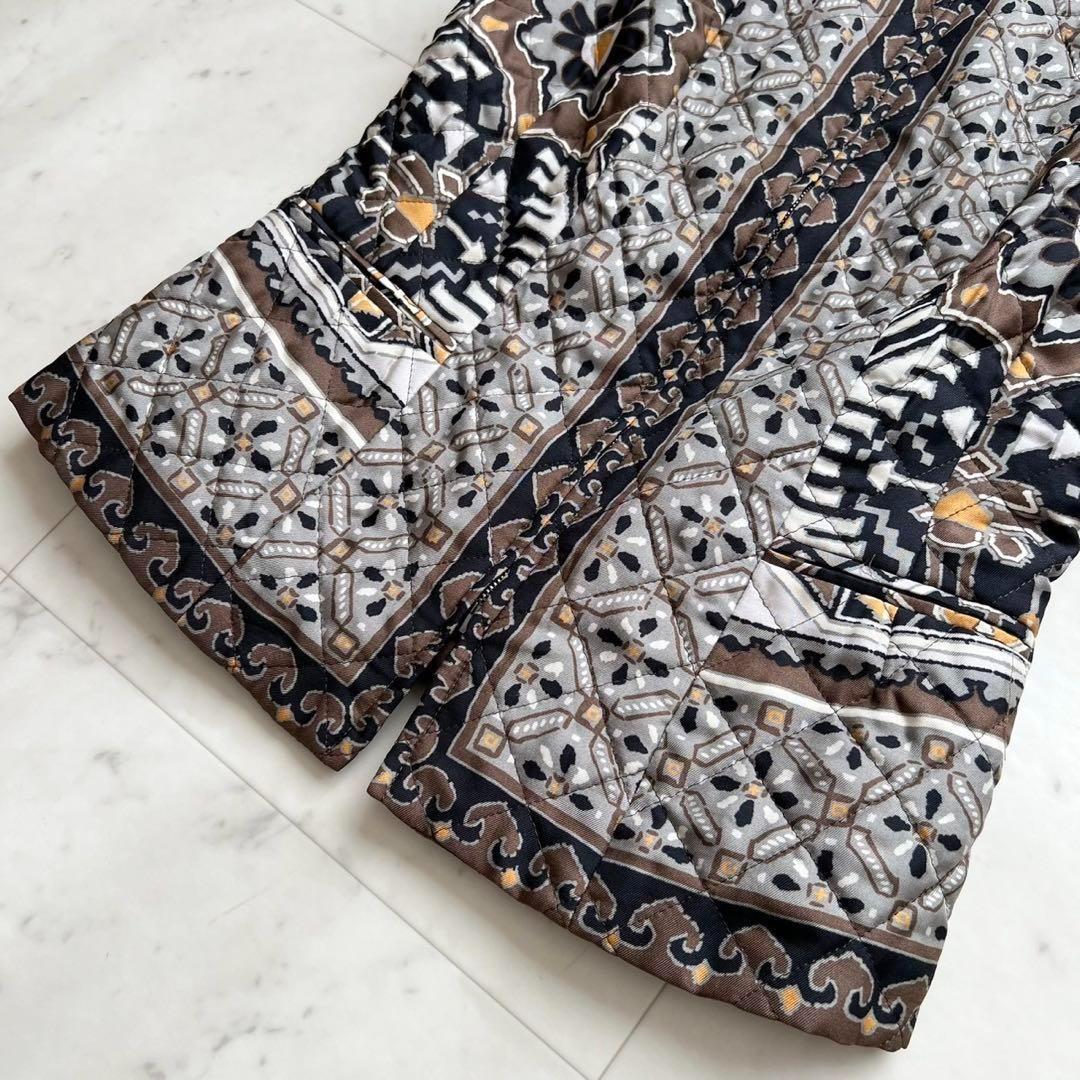 ETRO シルク バンダナ キルティング中綿ベスト チャコール 38