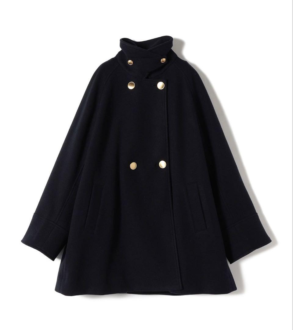 SHIPS新品 ウール ライク ジャージー メルトン 2WAY Pコート