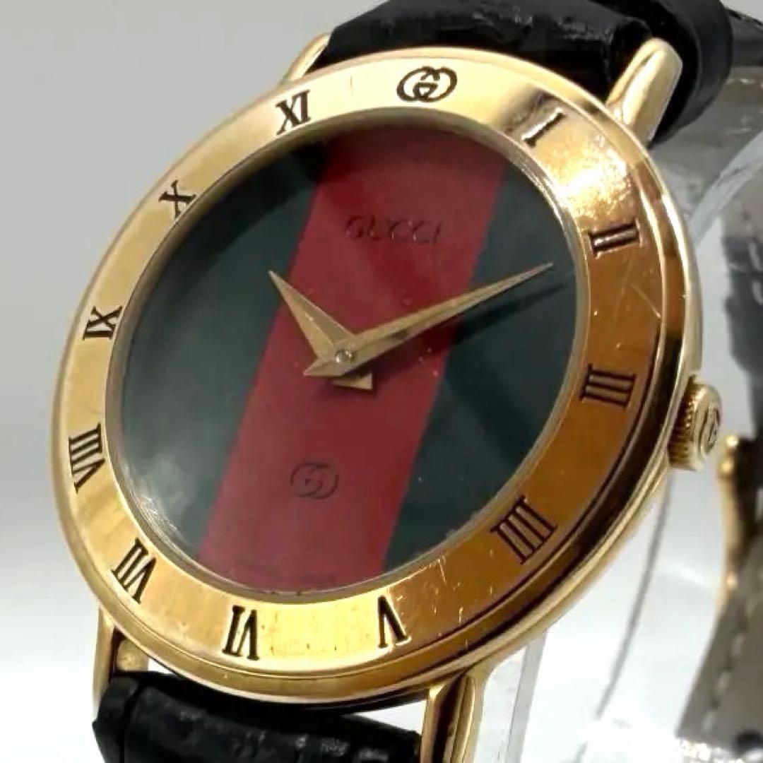 稼働/新品ベルト✨グッチ 腕時計 3000L シェリーライン QZ ヴィンテージ