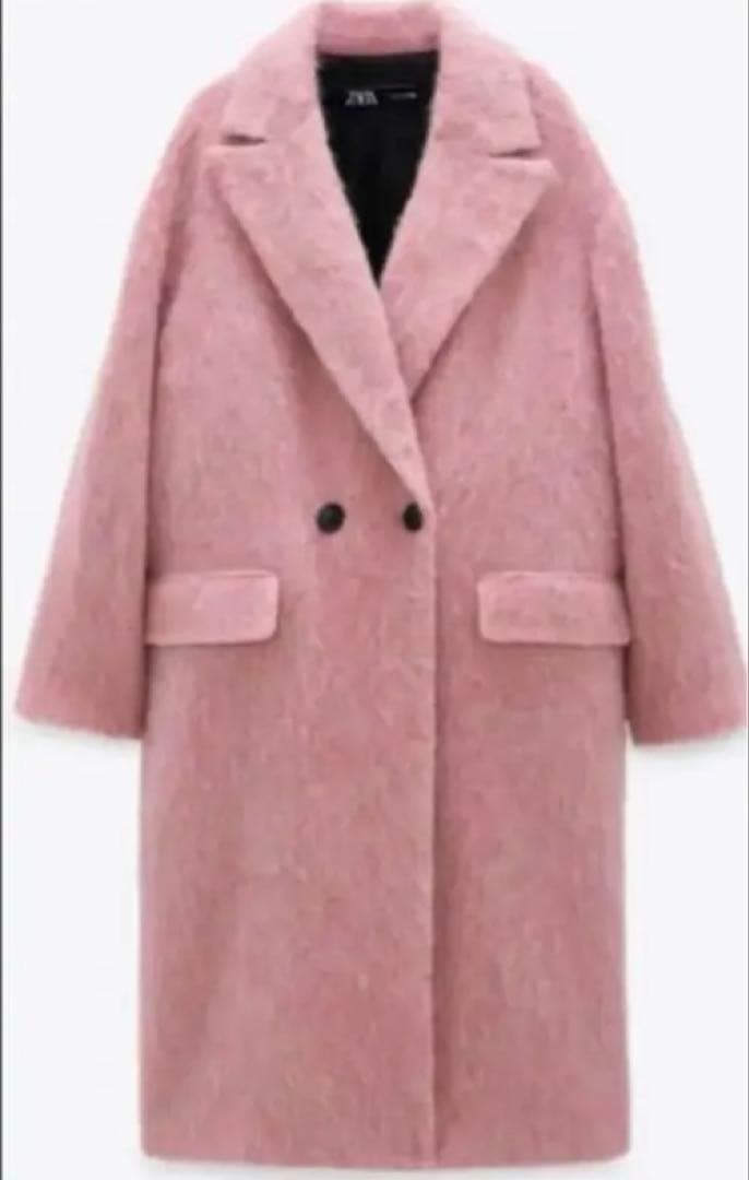 専用♡ももちゃん様試着のみ♡ZARA♡ピンクダブルブレストロングコート♡美ライン