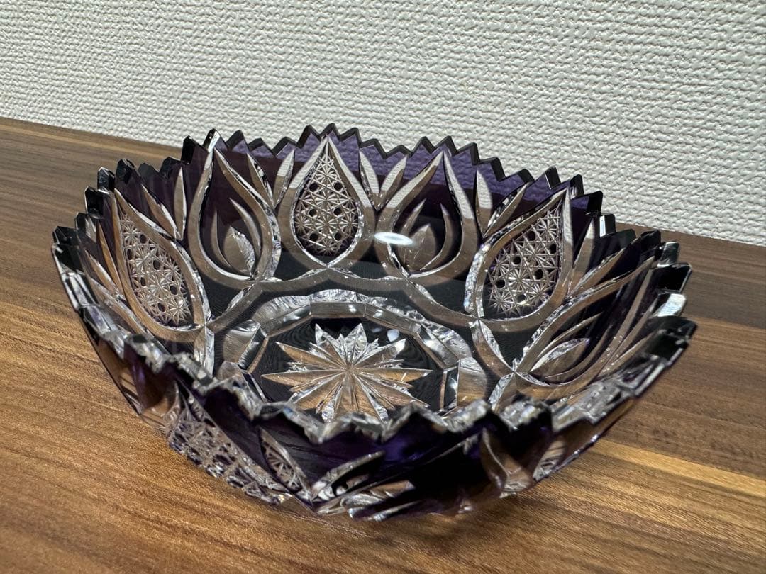 価格変更　江戸切子 硝子切子 黒川昭男作 被皿