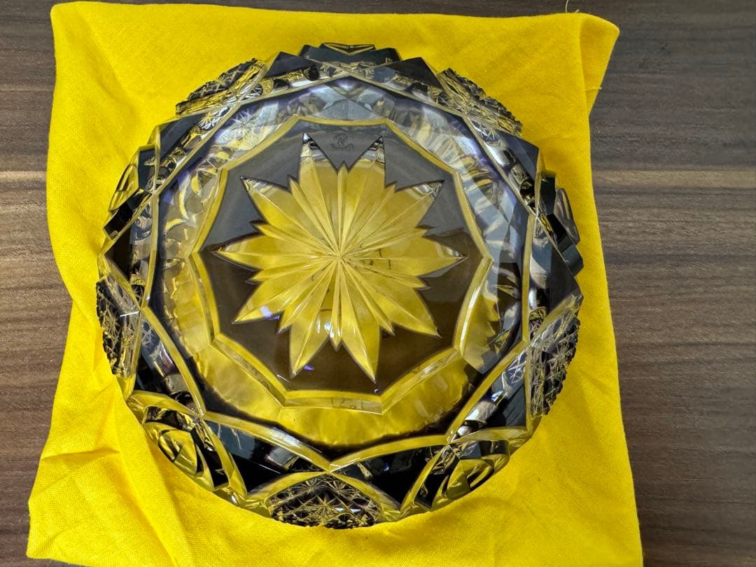 価格変更　江戸切子 硝子切子 黒川昭男作 被皿