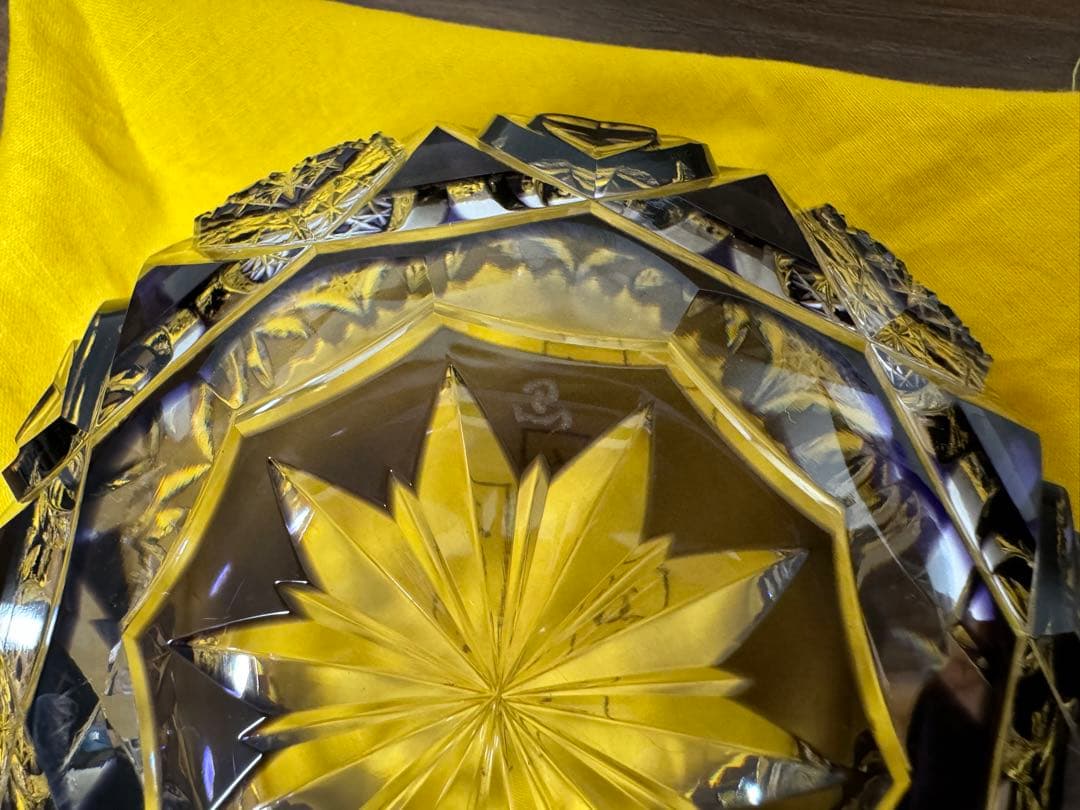 価格変更　江戸切子 硝子切子 黒川昭男作 被皿