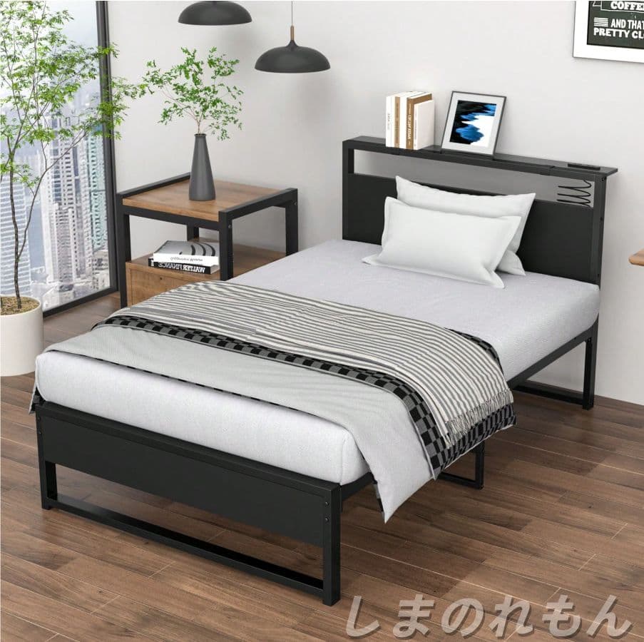 シングルパイプベッドフレーム 耐荷重 200kg 送料無料 組立簡単