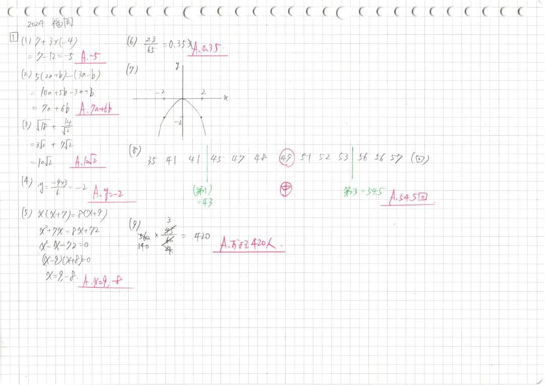 塾講師オリジナル数学解説 全問動画付 福岡 公立高校入試 2022-24 過去問