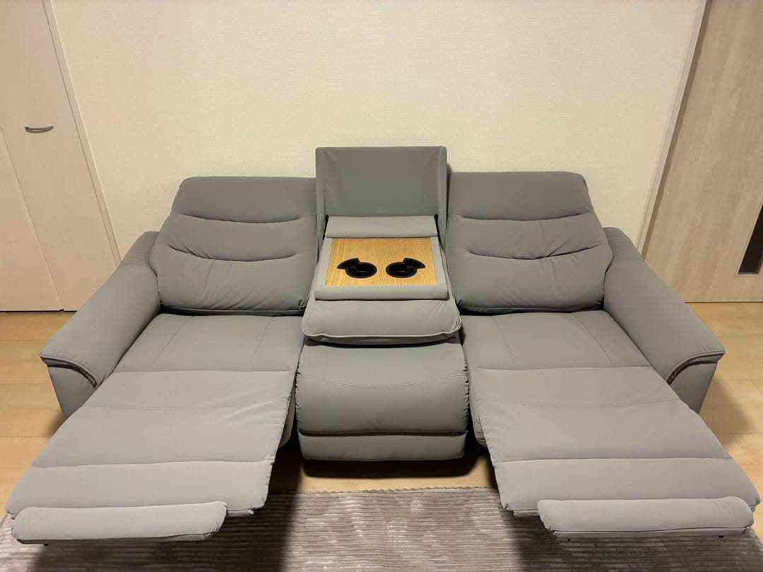 電動ソファ N-ビリーバ 電動リクライニングソファ テーブル付き 合皮タイプ