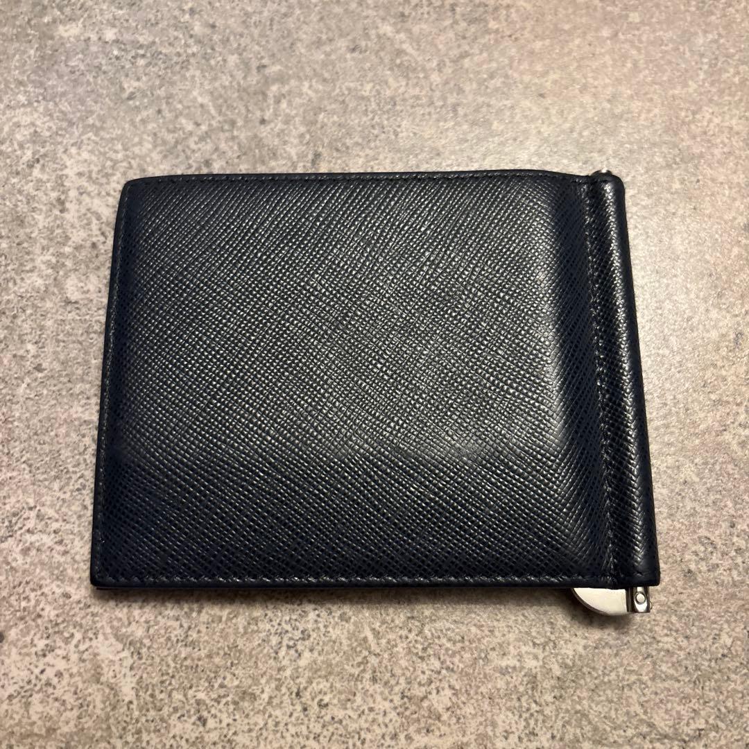 美品 本体のみ PRADA ネイビー レザー マネークリップ