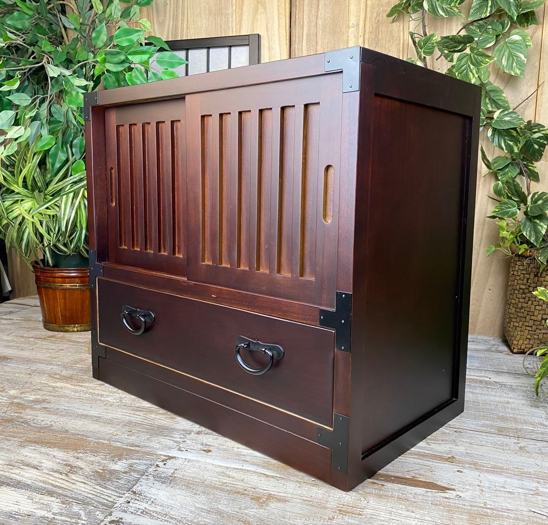 専用☆民芸家具和箪笥2点セット（三段四つ引き＋引き戸チェスト）木製桐材無垢和室