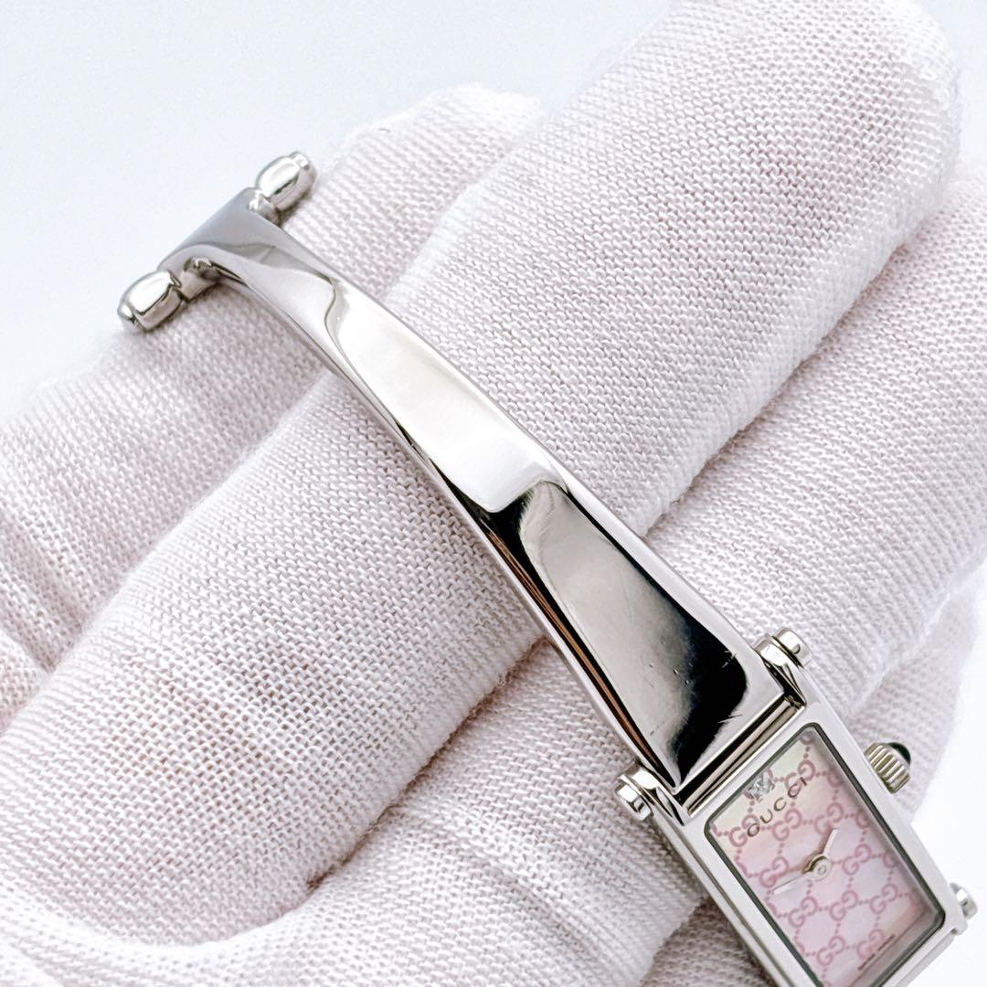 【美品・電池新品】GUCCI 1500L ダイヤ ピンク シェル GG