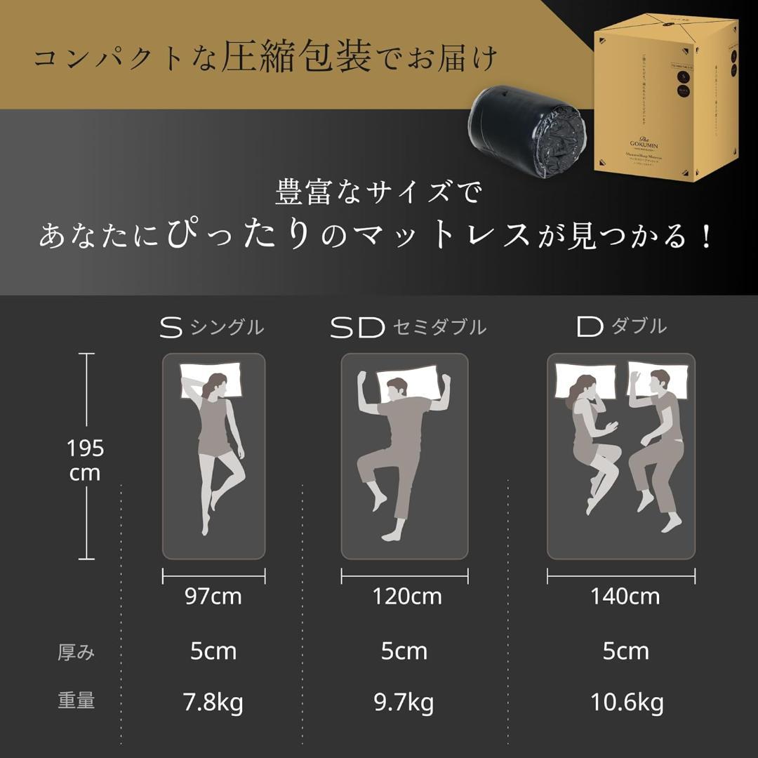 GOKUMIN マットレス シングル 硬め 5cm70D300N G-MMS-T