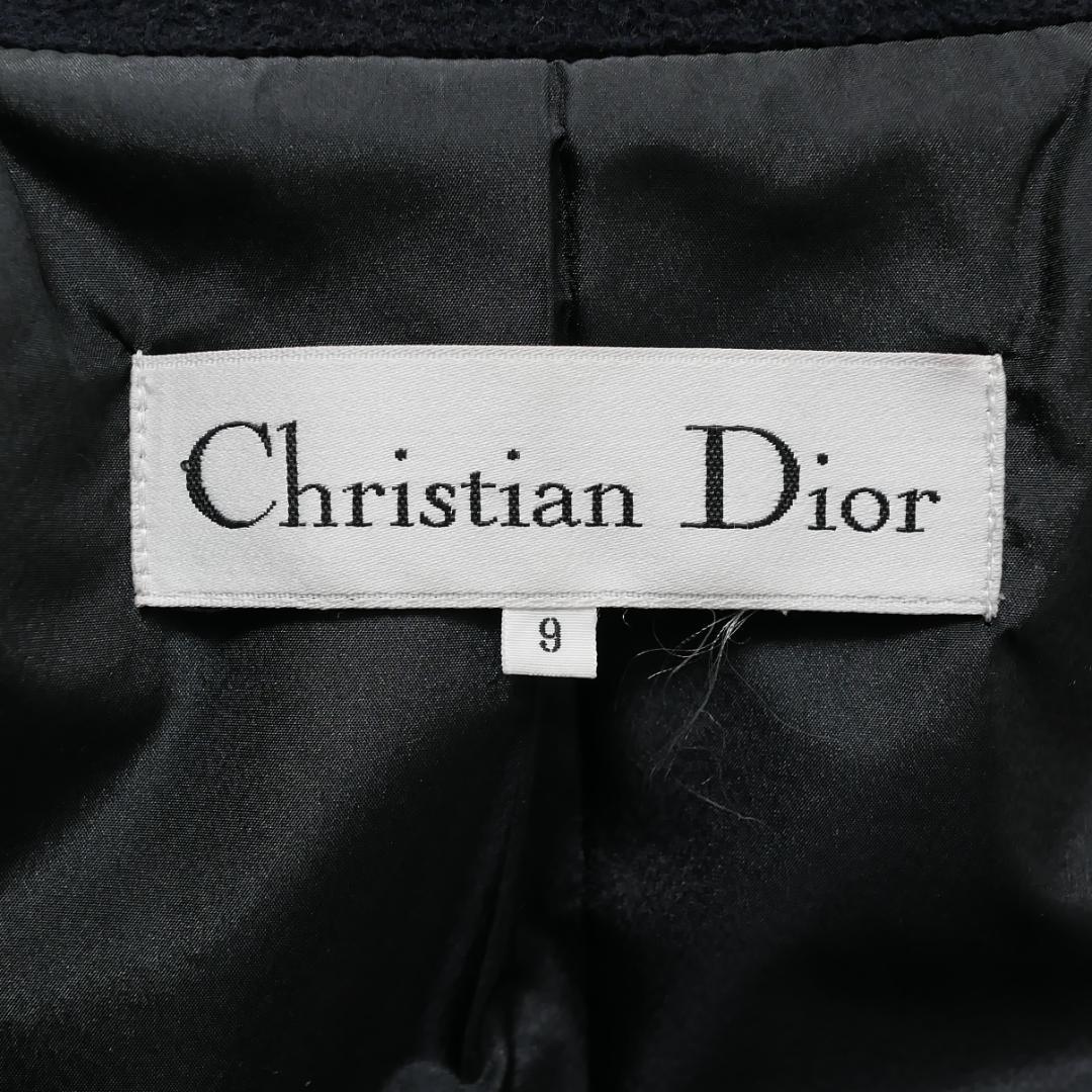 美品【クリスチャンディオール】アンゴラ混 ビッグカラーコート ダブル ブラック9