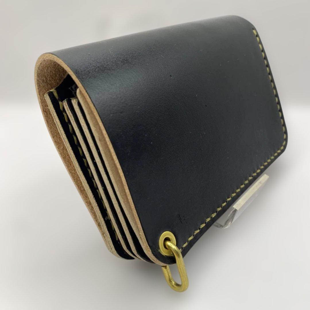 お札折らずに収納できる無骨な手染めミドルトラッカーウォレット BTW0609