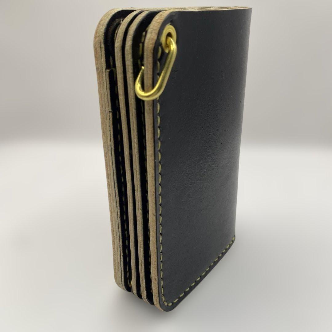 お札折らずに収納できる無骨な手染めミドルトラッカーウォレット BTW0609