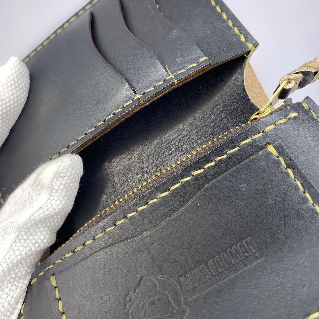 お札折らずに収納できる無骨な手染めミドルトラッカーウォレット BTW0609