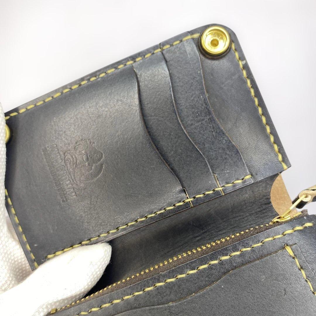 お札折らずに収納できる無骨な手染めミドルトラッカーウォレット BTW0609