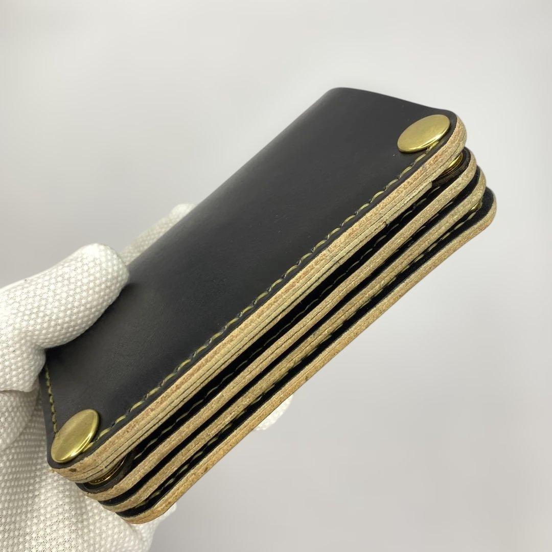 お札折らずに収納できる無骨な手染めミドルトラッカーウォレット BTW0609