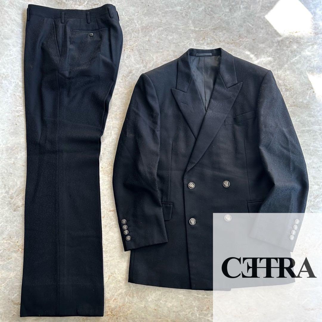 vintage ゴブラン織 総柄 デザイン ブラック フレア セットアップスーツ