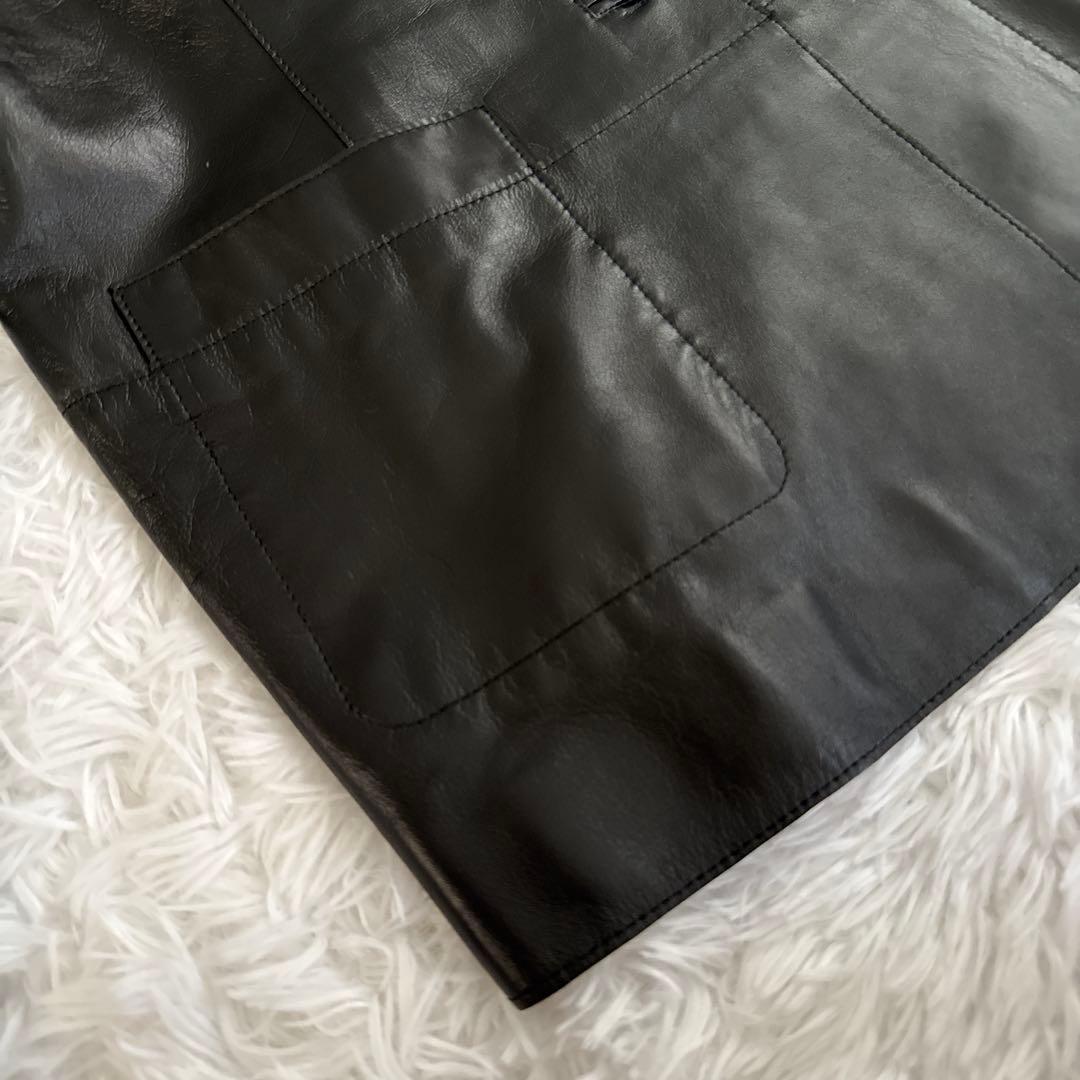 &M☆ 新品タグ付☆ レザージャケット　羊革　ブラック　サイズ40 本革