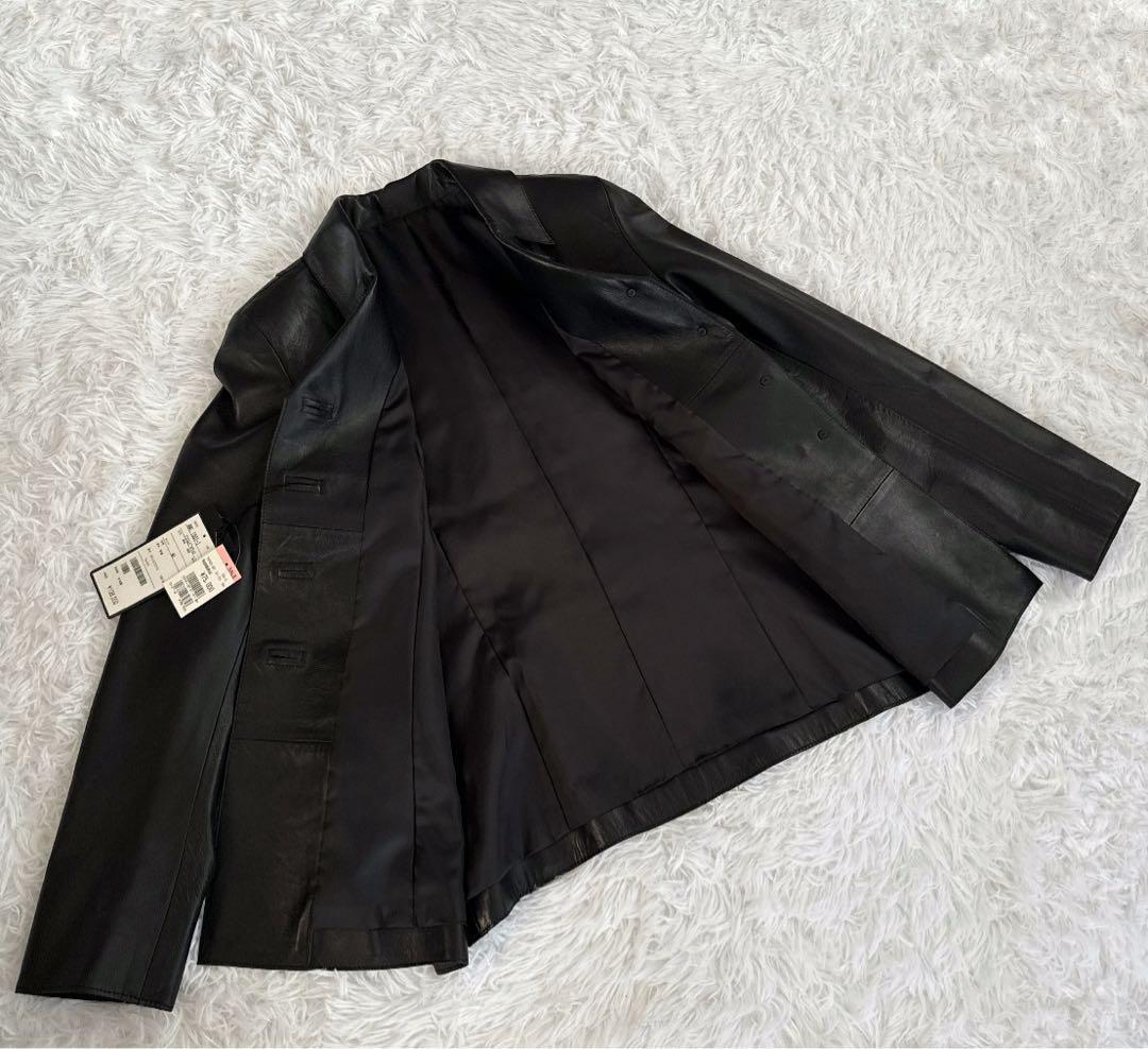&M☆ 新品タグ付☆ レザージャケット　羊革　ブラック　サイズ40 本革