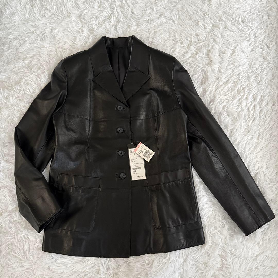 &M☆ 新品タグ付☆ レザージャケット　羊革　ブラック　サイズ40 本革