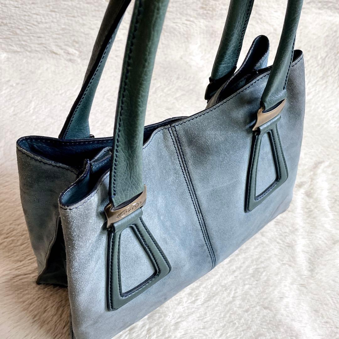 TOD’S トッズ スエード レザー 大容量 トートバッグ 肩がけ ロゴ 金具