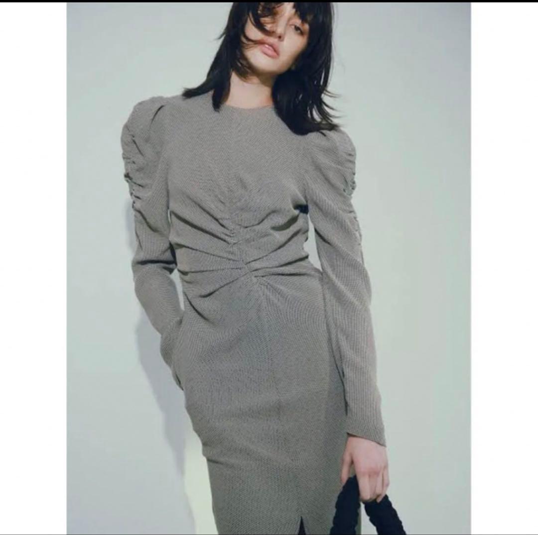 fray i.d パフスリーブシャーリングワンピース