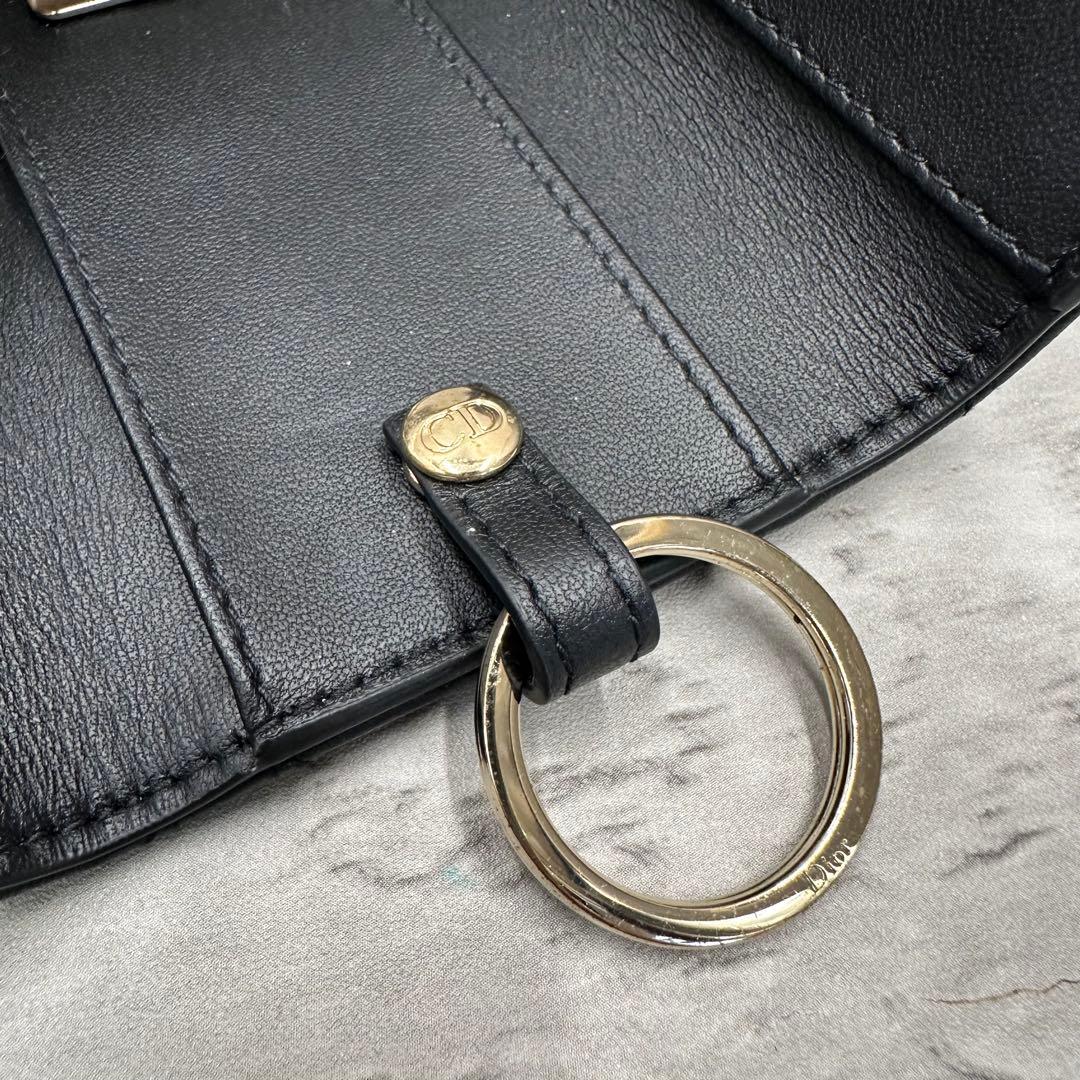極美品/現行✨ディオール 4連 キーケース キーリング カナージュ ゴールド 黒