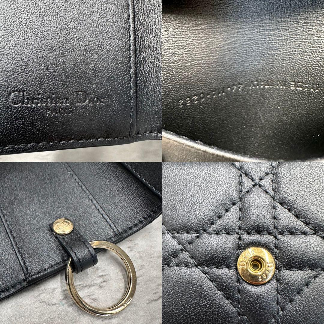 極美品/現行✨ディオール 4連 キーケース キーリング カナージュ ゴールド 黒