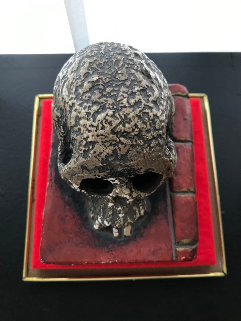 希少 京焼 野晒し髑髏 ドクロ 在銘 置物 陶器 昭和 骨董 珍品 レア