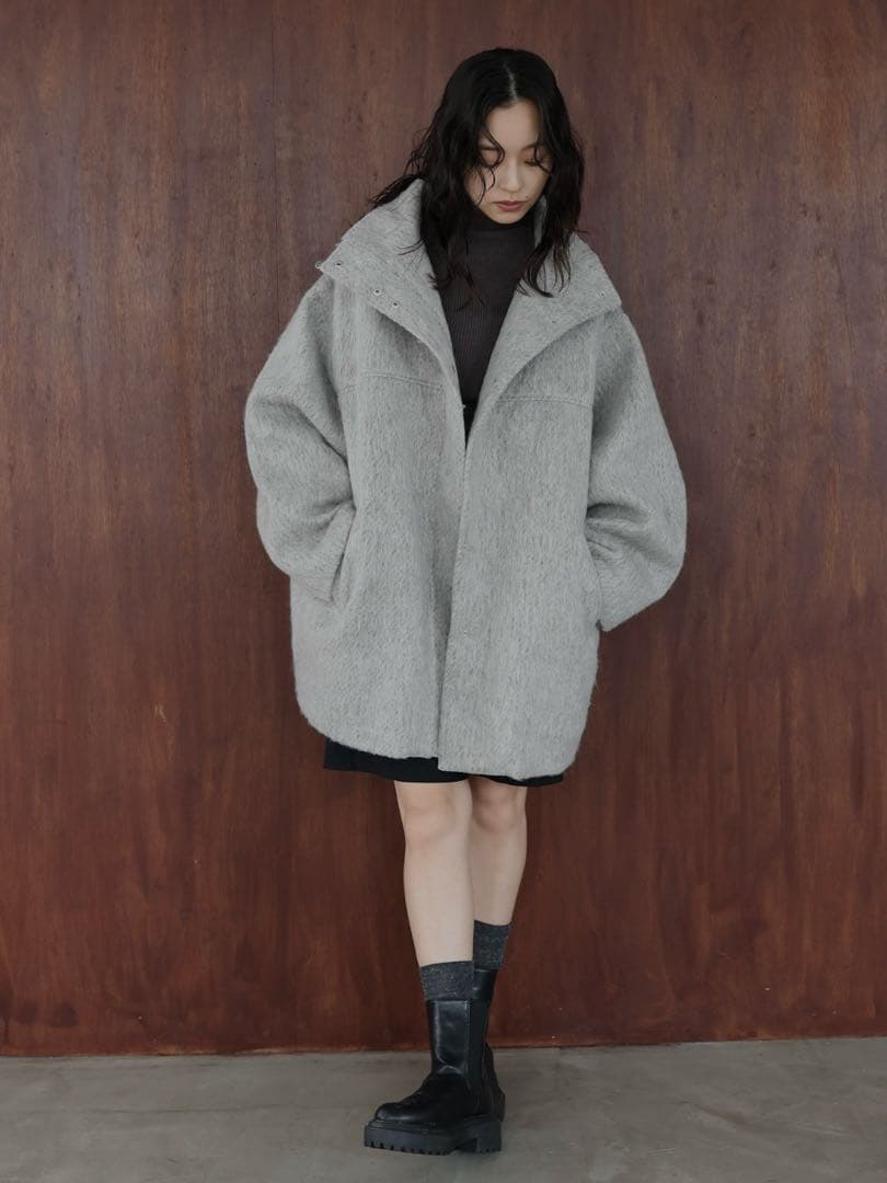 シャギースタンドカラーコート　hellam