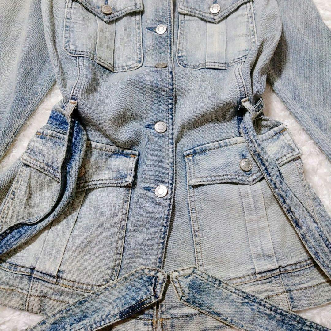 ローレンラルフローレン　デニムジャケット　ベルト　シルバーボタン　ロゴ　S〜M