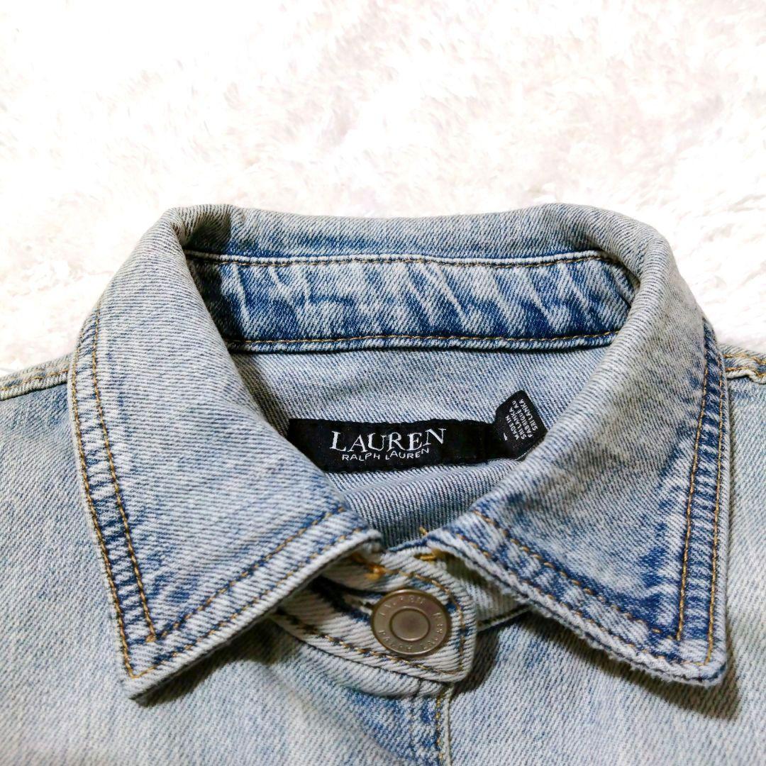 ローレンラルフローレン　デニムジャケット　ベルト　シルバーボタン　ロゴ　S〜M