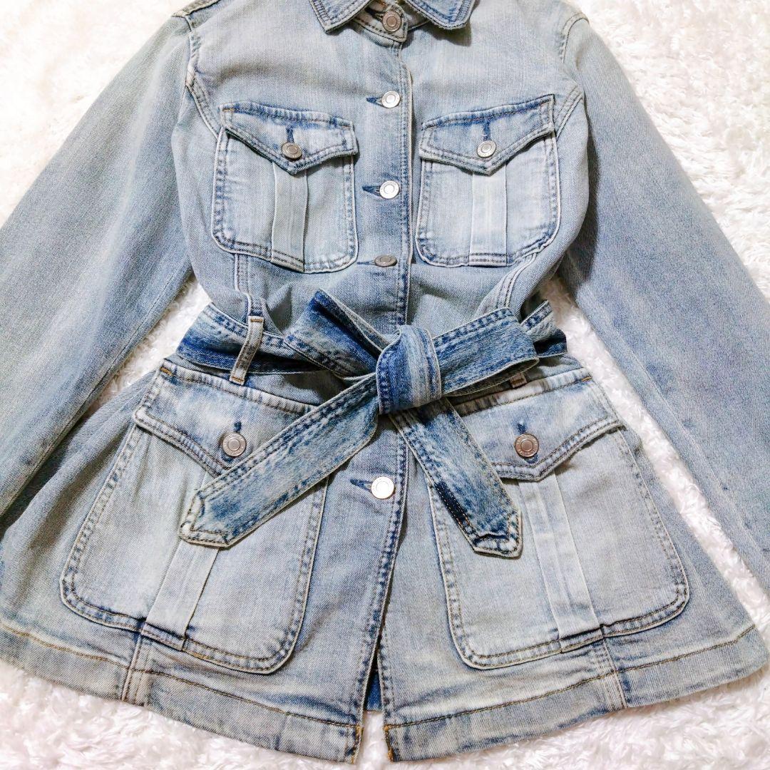 ローレンラルフローレン　デニムジャケット　ベルト　シルバーボタン　ロゴ　S〜M