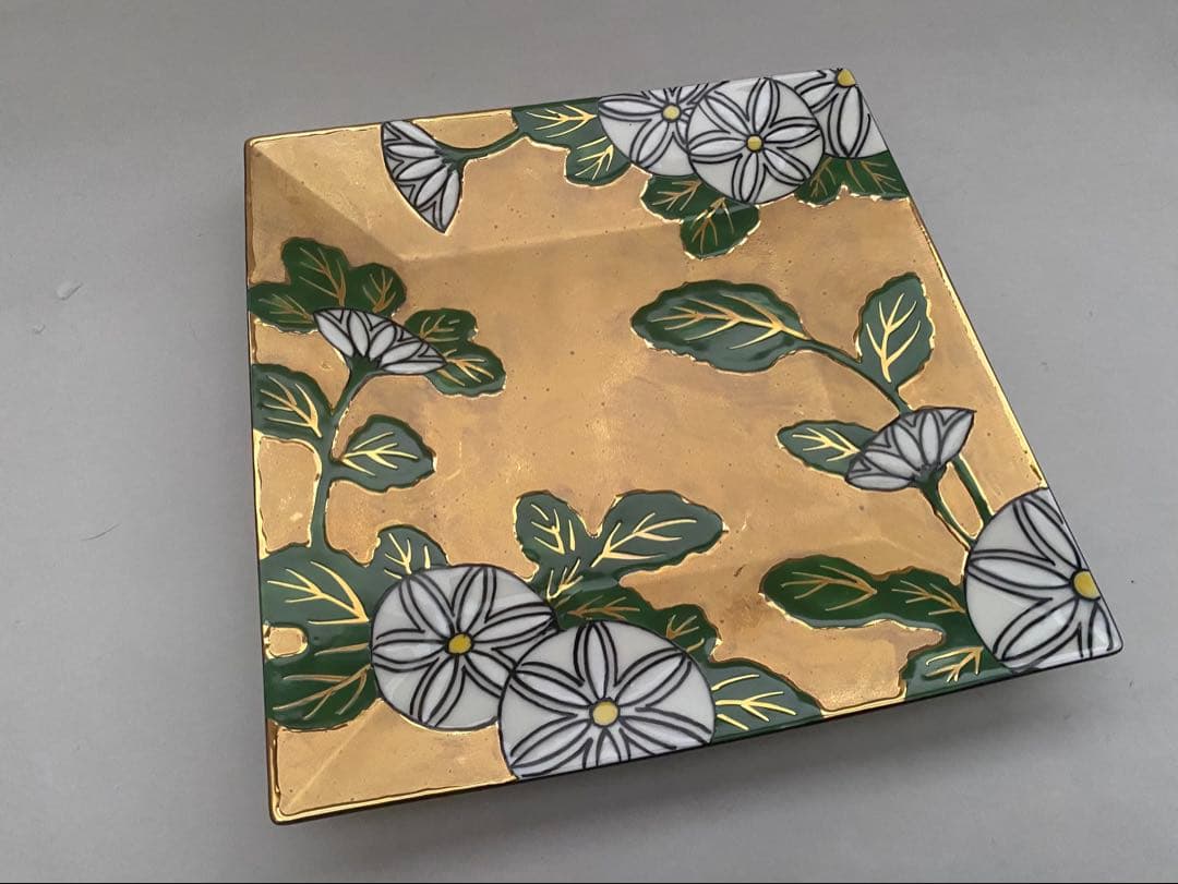 有田焼 乾山写菊金濃正角皿 鶴の盛皿セット未使用品