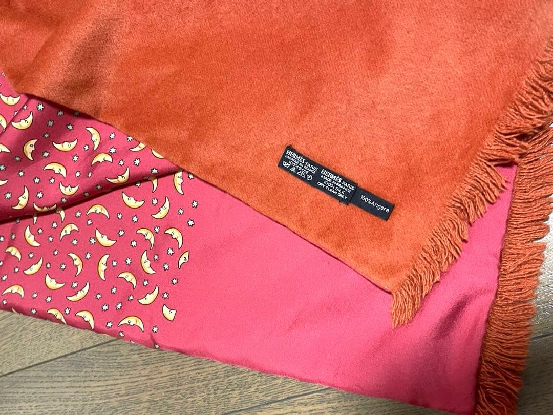 エルメス　ストール　三日月　赤