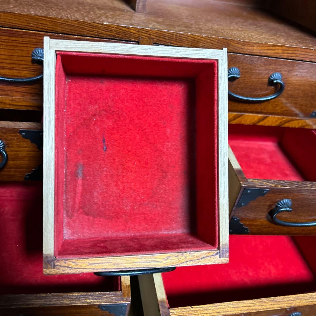 【アンティーク】民芸調水屋　茶箪笥　小箪笥　金具付　和キャビネット