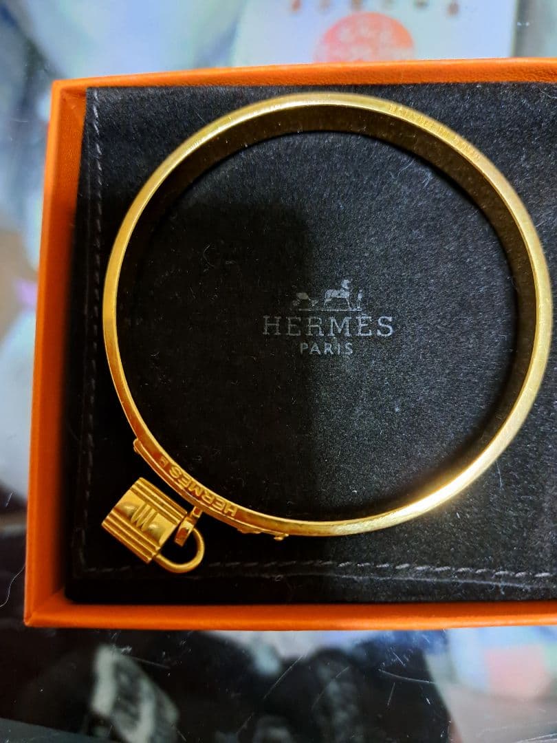 最終‼美品！HERMES バングルケリーカデナ ゴールドベージュ茶系 BOX付き