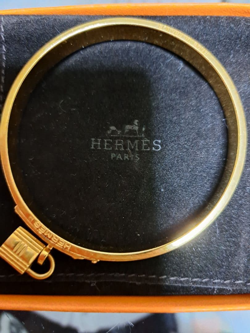 最終‼美品！HERMES バングルケリーカデナ ゴールドベージュ茶系 BOX付き