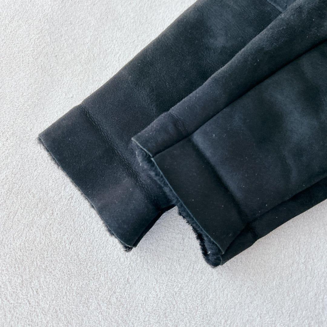 ロンハーマン ムートン ダッフルコート 羊革 ブラック フード付き ボア 黒