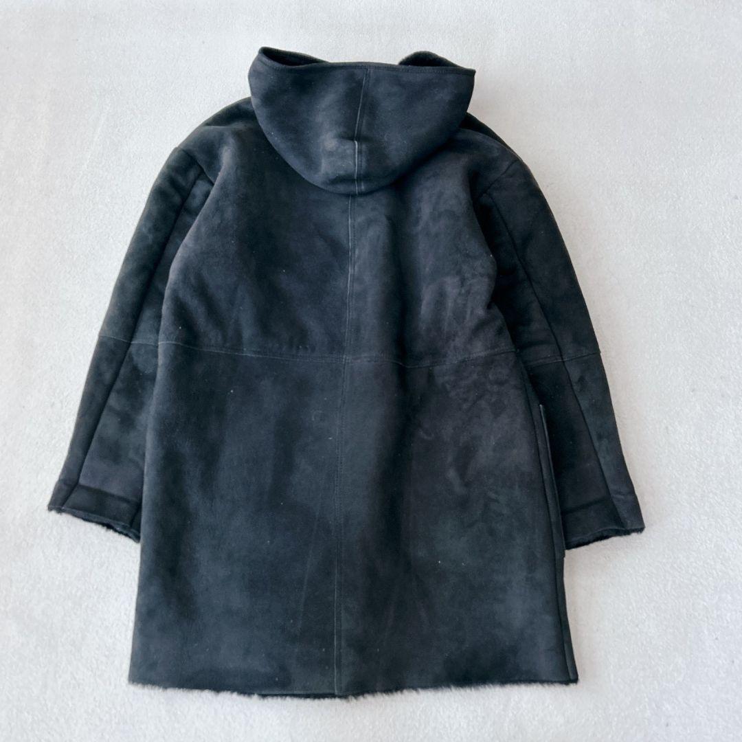 ロンハーマン ムートン ダッフルコート 羊革 ブラック フード付き ボア 黒