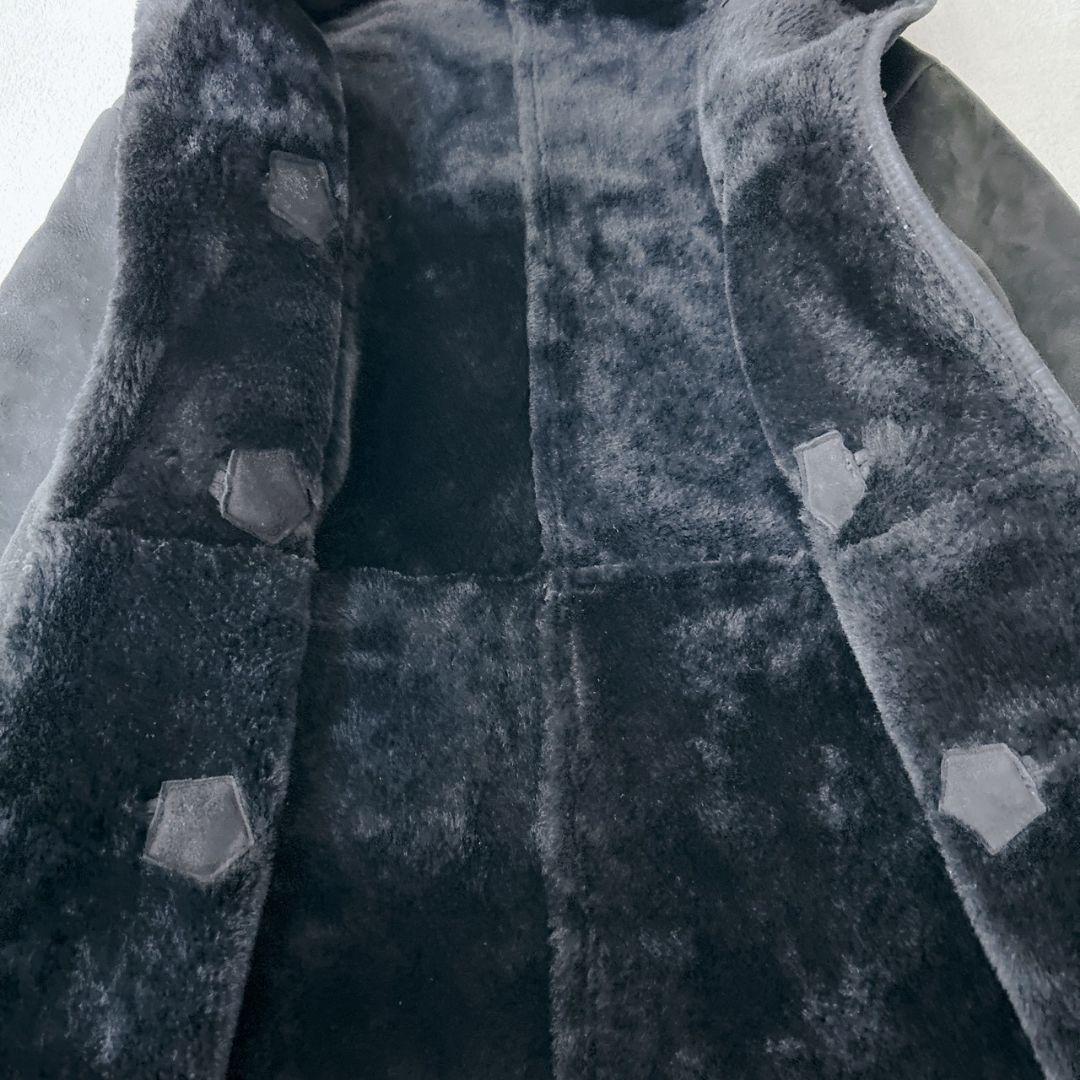 ロンハーマン ムートン ダッフルコート 羊革 ブラック フード付き ボア 黒