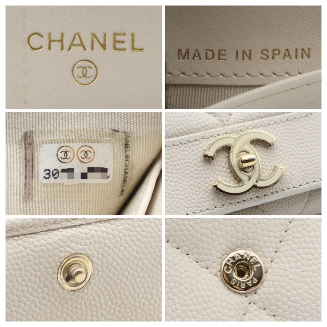 【極美品】CHANEL マドモアゼル　三つ折り財布　オフホワイト