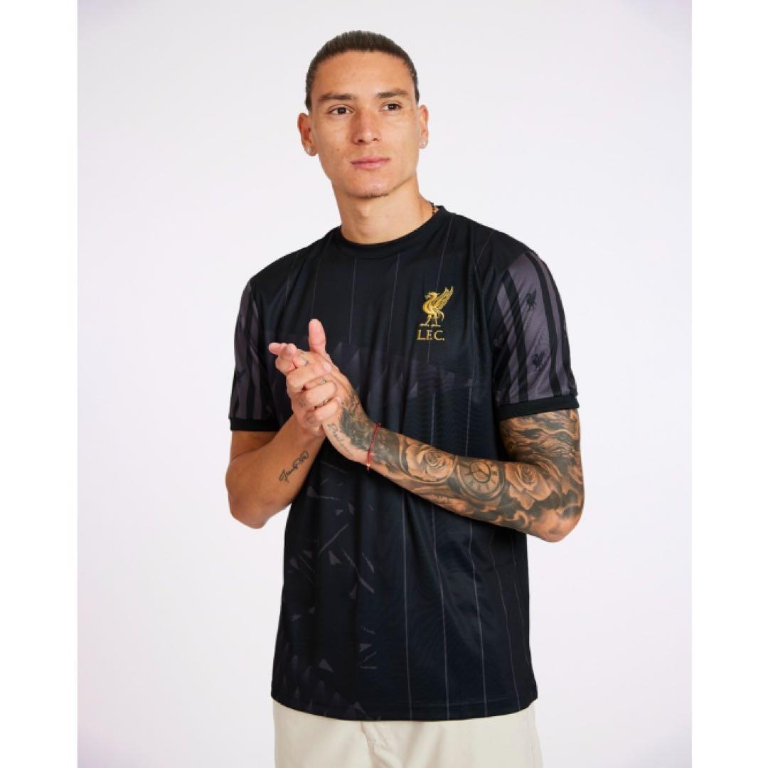 リヴァプール ユニフォーム風ゲームシャツ Tシャツ Liverpool FC 黒